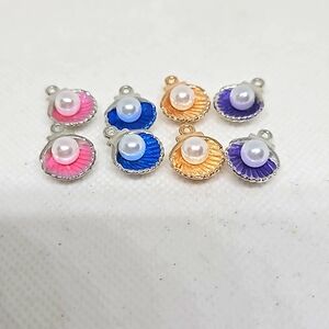 Shell Charms w/ Imitation Pearl .  8 of these charms.